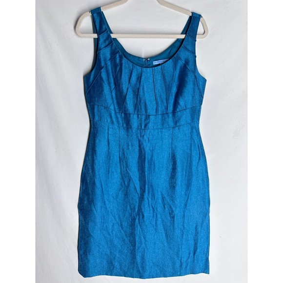 Antonio Melani Sleeveless Sheath Career Dress Turquoise Scoop Neck Size 10 - Picture 5 of 10